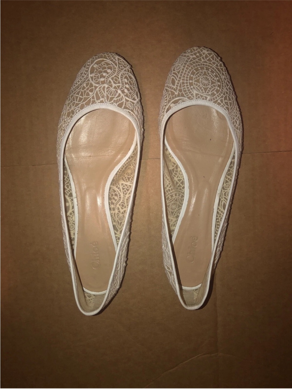 CHLOE CHLOÉ White Lace Flats, SIZE EUR 40.5 / US 10